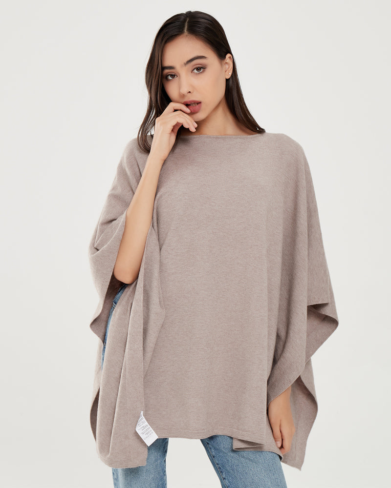 Womens Pullover Poncho Sweater Cashmere Feel Shawl Loose Fitting
