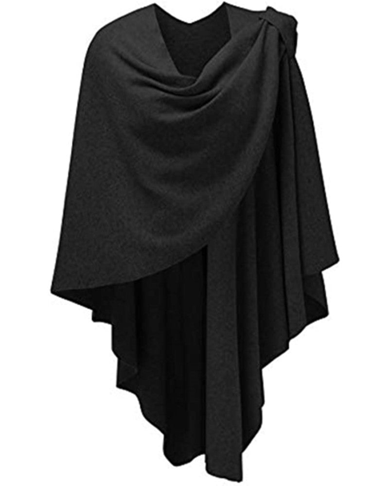 PULI Womens Large Cross Front Poncho Sweater Wrap Topper Knitted Elegant Shawls Cape for Fall Winter