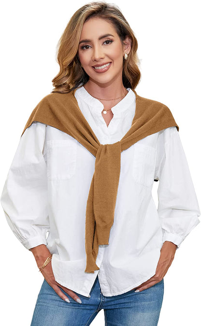 Womens Knitted Shawls Tie Front Lightweight Ponchos Petite Wraps